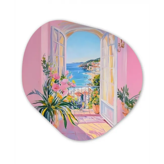 Roze - Buiten - Verf Wandcirkel Organisch Forex 3mm klein -3d