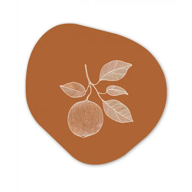Sinaasappel - Getekend - Bladeren - Bruin Wandcirkel Organisch Forex 3mm klein -3d