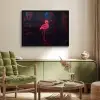 Flamingo - Roze - Neon - Licht fotolijst zwart zonder passe partout middel -sfeer1