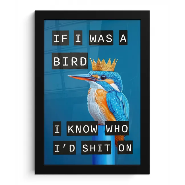 Vogel - Decoratie - Ijsvogel - Blauw fotolijst zwart zonder passe partout klein -3d