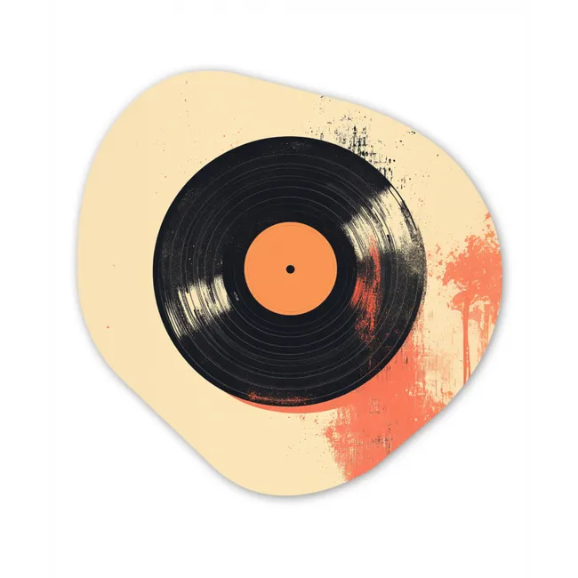 Vinylplaat - Zwart - Verfspatten - Retro Wandcirkel Organisch Forex 3mm klein -3d