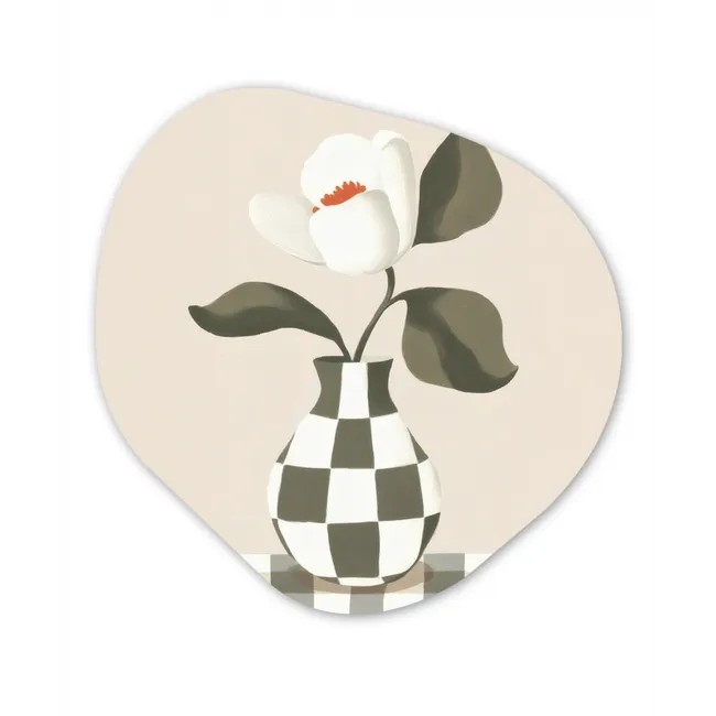 Vaas - Geruit - Groen - Bloem Wandcirkel Organisch Forex 3mm klein -3d