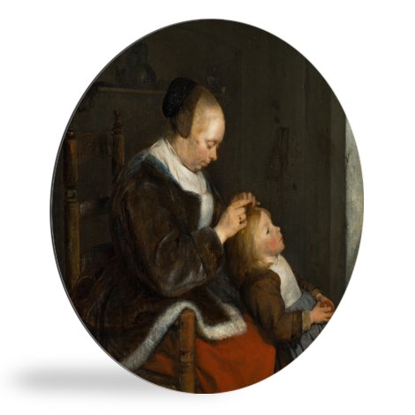 Runde Bilder - Die Läusejagd - Gemälde von Gerard ter Borch