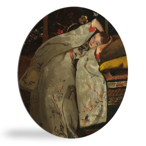 Runde Bilder - Mädchen im weißen Kimono - Gemälde von George Hendrik Breitner