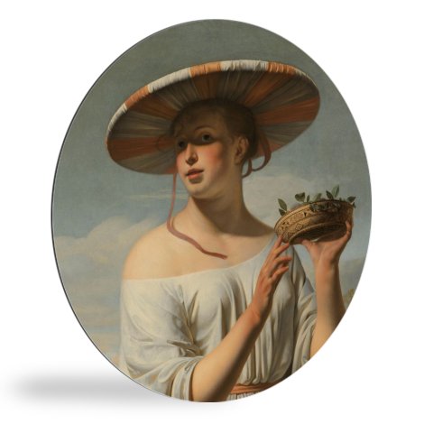 Runde Bilder - Mädchen mit breitem Hut - Gemälde von Caesar Boëtius van Everdingen