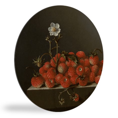 Runde Bilder - Stillleben mit Walderdbeeren - Gemälde von Adriaen Coorte