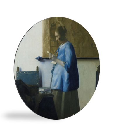 Runde Bilder - Frau in Blau liest einen Brief - Gemälde von Johannes Vermeer