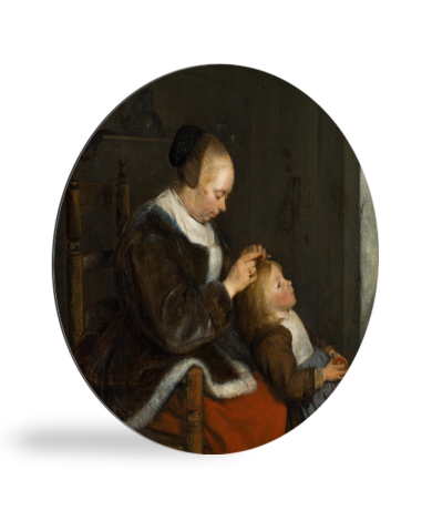 Runde Bilder - Die Läusejagd - Gemälde von Gerard ter Borch