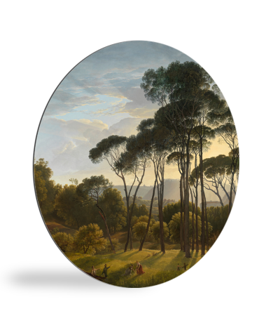 Runde Bilder - Italienische Landschaft mit Zirbelkiefer - Gemälde von Hendrik Voogd