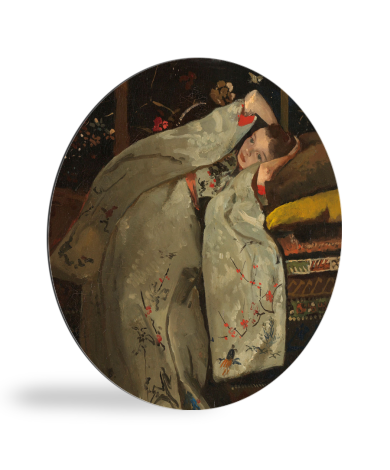 Runde Bilder - Mädchen im weißen Kimono - Gemälde von George Hendrik Breitner