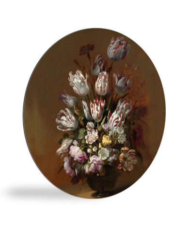 Runde Bilder - Stilleben mit Blumen - Gemälde von Hans Bollongier