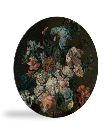 Runde Bilder - Stilleben mit Blumen - Gemälde von Cornelia van der Mijn