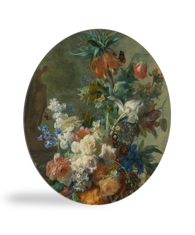Runde Bilder - Stillleben mit Blumen - Gemälde von Jan van Huysum
