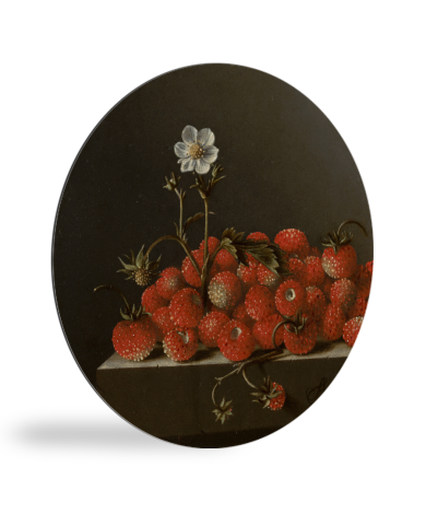 Runde Bilder - Stillleben mit Walderdbeeren - Gemälde von Adriaen Coorte