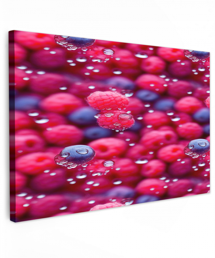 Frambozen - Bessen - Roze - Blauw Tuinposter op houten frame 2 cm dik middel 845 -3d