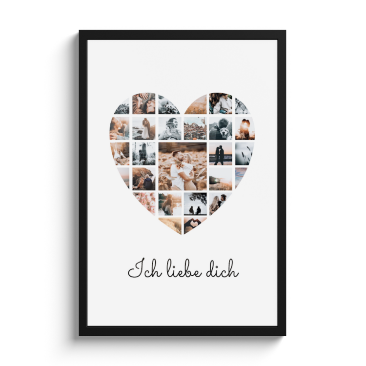 Poster mit Rahmen - Herz collage