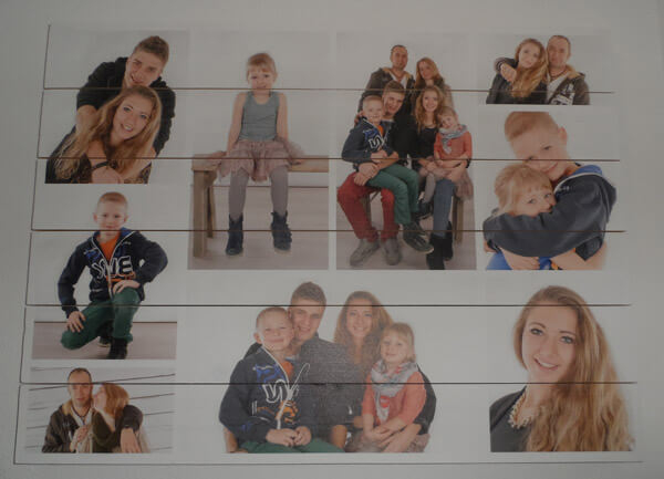 Collage Familienfoto auf Holz