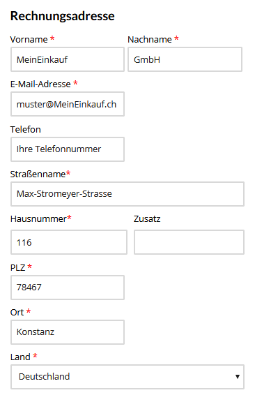 Rechnungsadresse Beispiel
