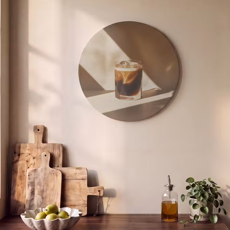 Akustikbild rund - Glas - Eiskaffee - Schatten - Braun — 3