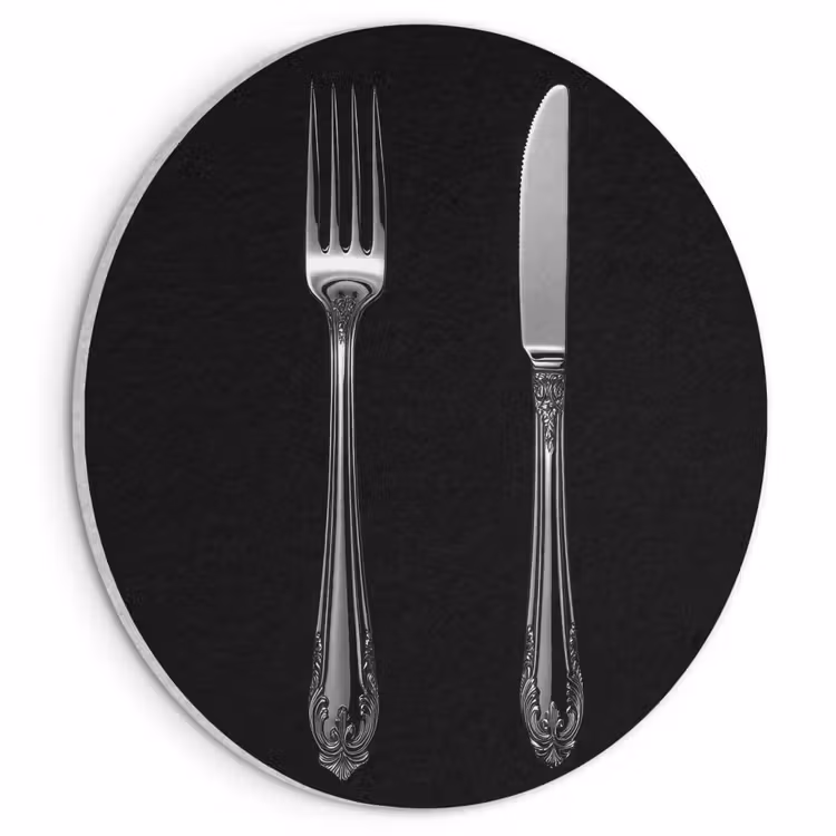 Akustikbild rund - Gabel - Messer - Silber — 1