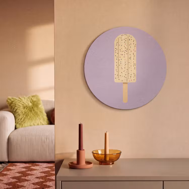Akustikbild rund - Beige - Eiscreme - Sprenkeln — 2