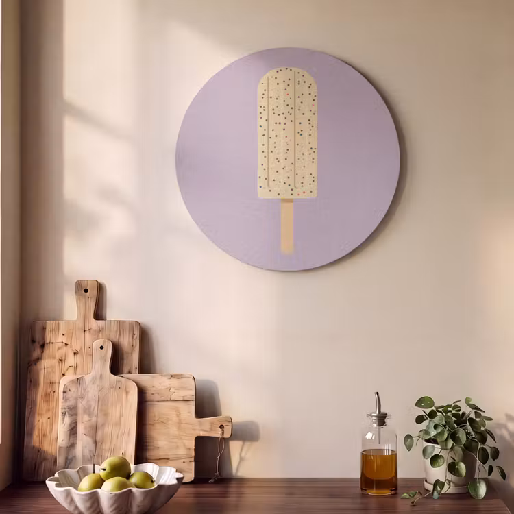 Akustikbild rund - Beige - Eiscreme - Sprenkeln — 3
