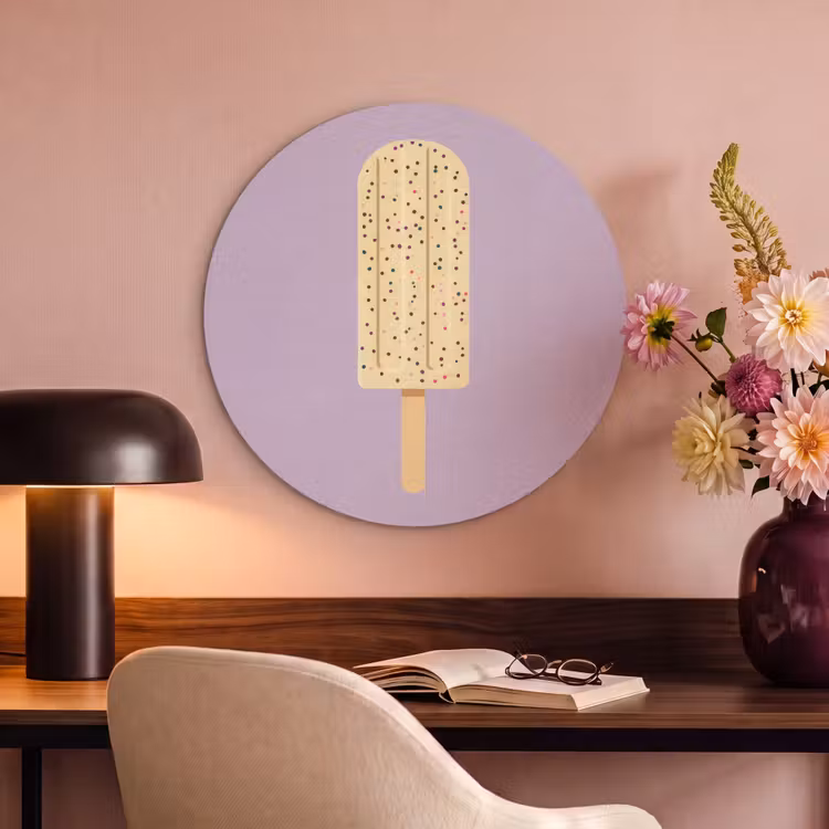 Akustikbild rund - Beige - Eiscreme - Sprenkeln — 4