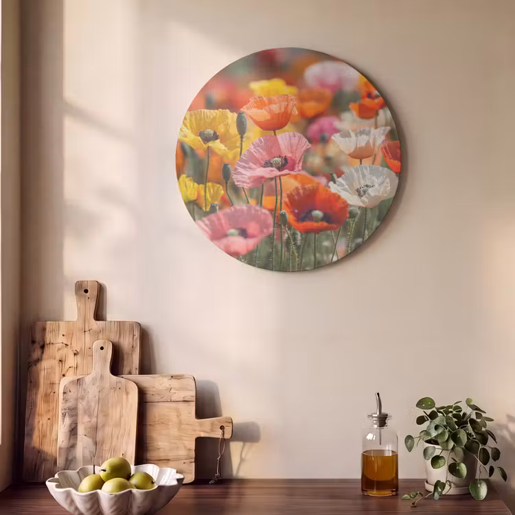 Akustikbild rund - Blumenfeld - Mohnblumen - Farbenfroh — 3