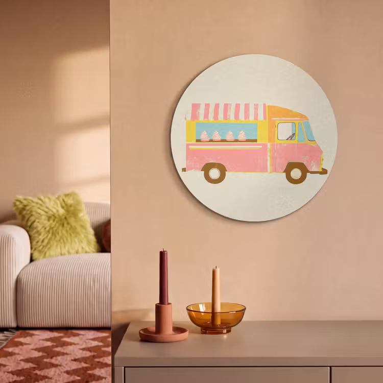Akustikbild rund - Eiscreme-Wagen - Retro - Softeis - Rosa — 2