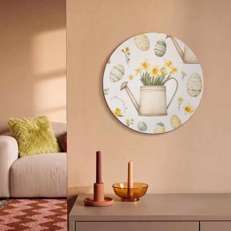 Akustikbild Rund - Gießkanne - Blumen - Eier — 2