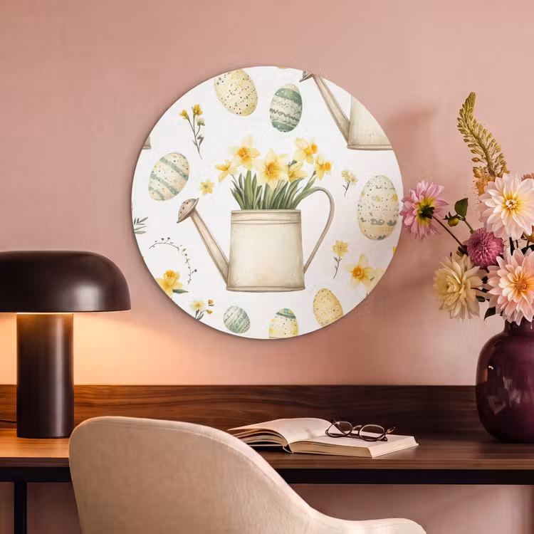 Akustikbild Rund - Gießkanne - Blumen - Eier — 4