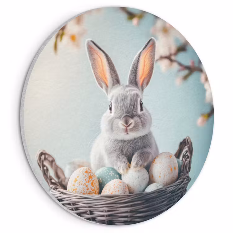 Akustikbild Rund - Kaninchen - Eier - Korb — 1