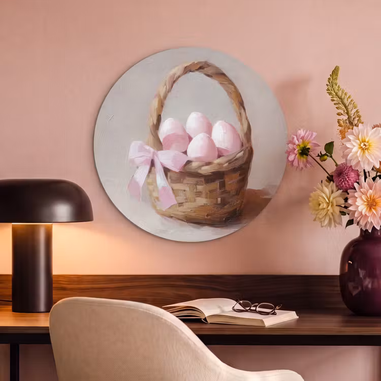 Akustikbild Rund - Korb - Eier - Rosa — 4