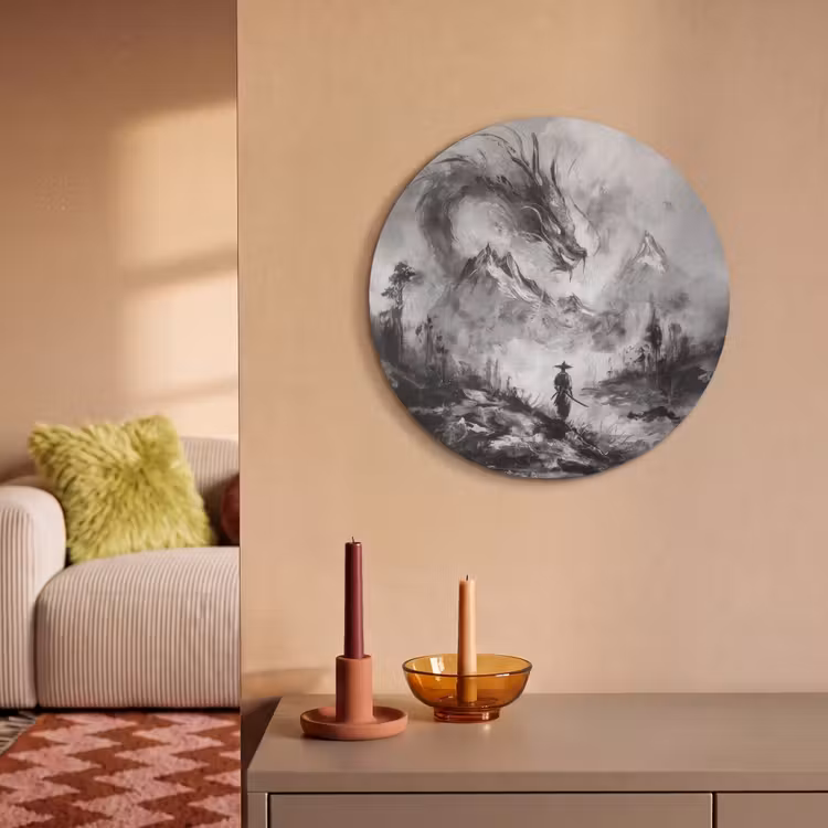 Akustikbild rund - Krieger - Drache - Grau — 2
