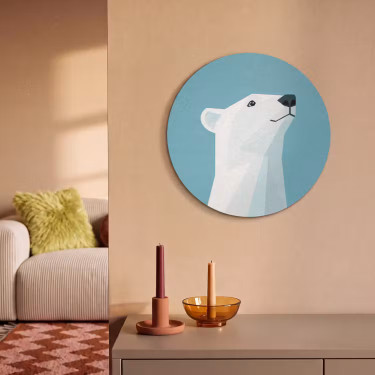 Akustikbild rund - Eisbär - Hellblau - Minimalistisch — 2