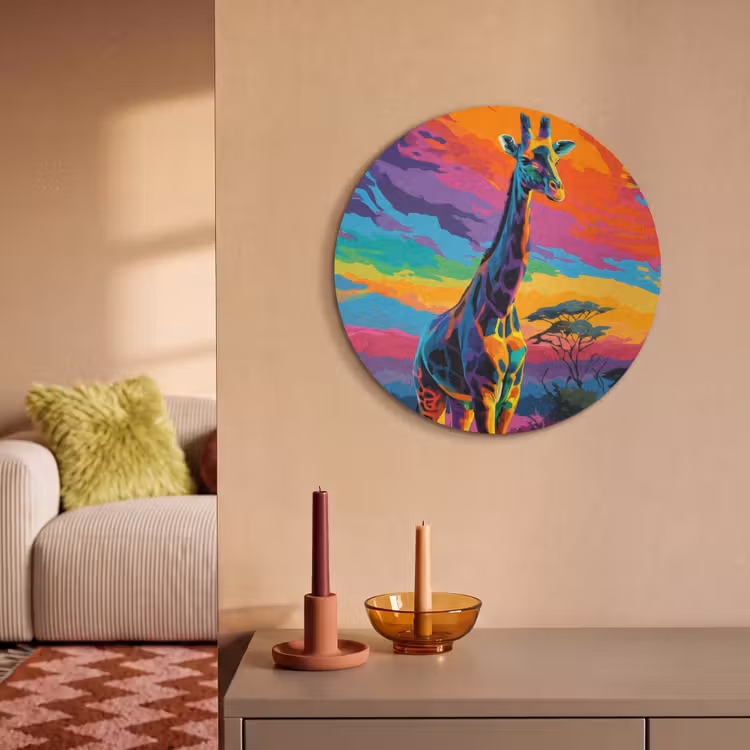 Akustikbild rund - Giraffe - Savanne - Luft - farbig — 2