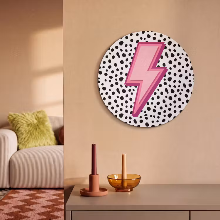 Akustikbild Rund - Blitz - Rosa - Punkte — 2