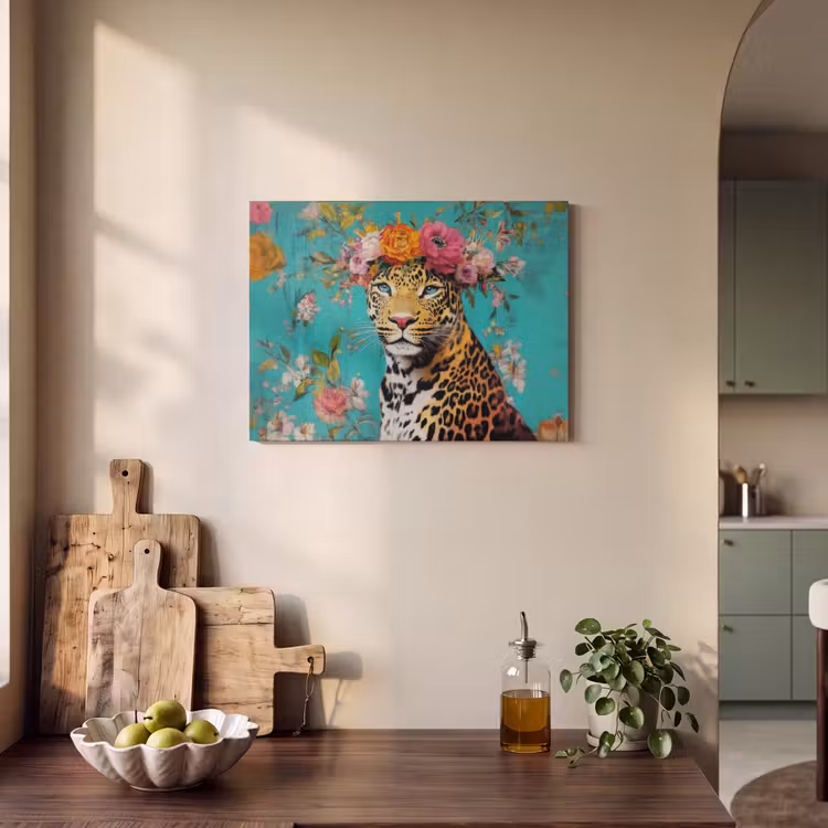 Akustikbild - Leopard - Blumen - Krone — 2
