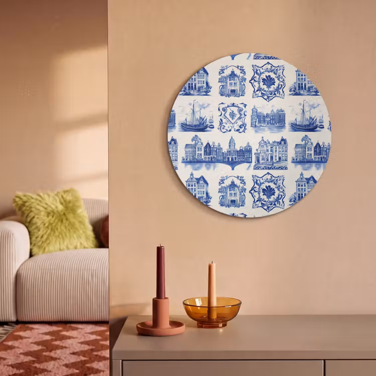 Akustikbild Rund - Häuser - Schiffe - Blau — 2
