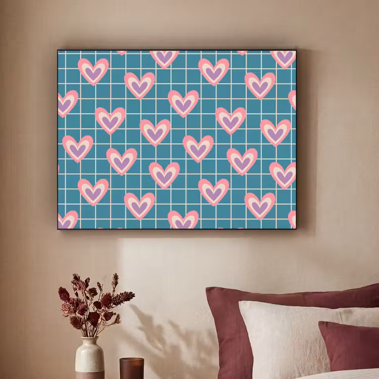 Art Frame - Herzen - Gitternetz - Muster - Blau — 2