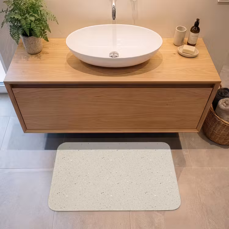 Badematte - Hellbeige - Terrazzo - Grau — 2