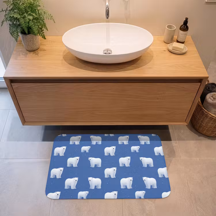 Badematte - Eisbär - Muster - Blau — 2