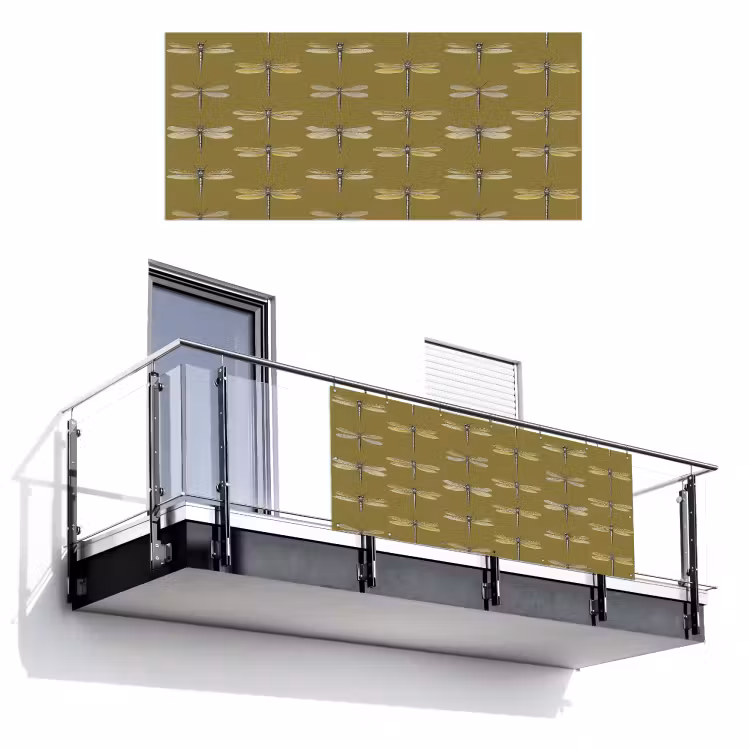 Balkonsichtschutz - Libellen - Muster - Grün — 1