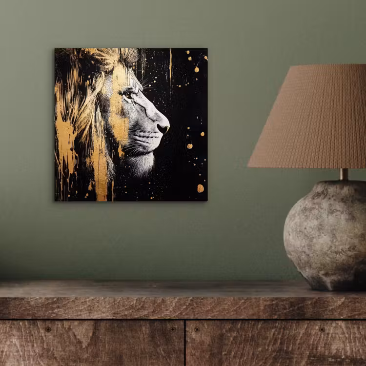 Alu-Dibond-Bild - Porträt - Löwe - Abstrakt - Gold — 3