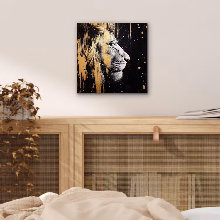 Alu-Dibond-Bild - Porträt - Löwe - Abstrakt - Gold — 4