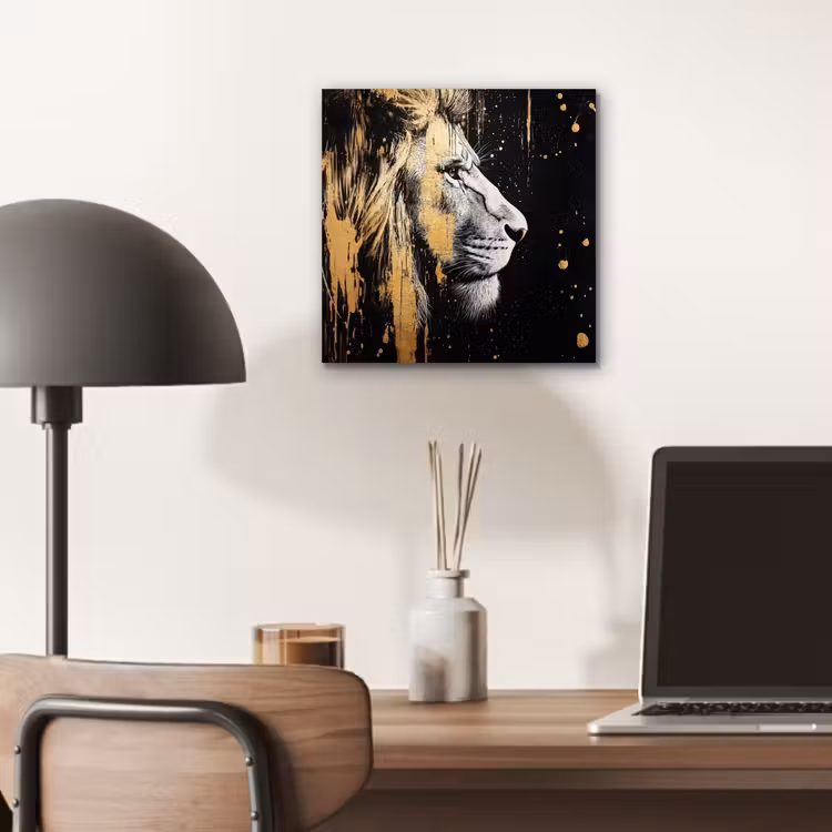 Alu-Dibond-Bild - Porträt - Löwe - Abstrakt - Gold — 6