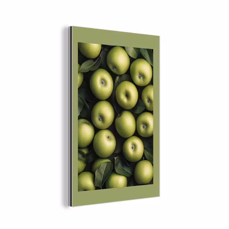 Alu-Dibond-Bild - Äpfel - Grün - Blätter — 1