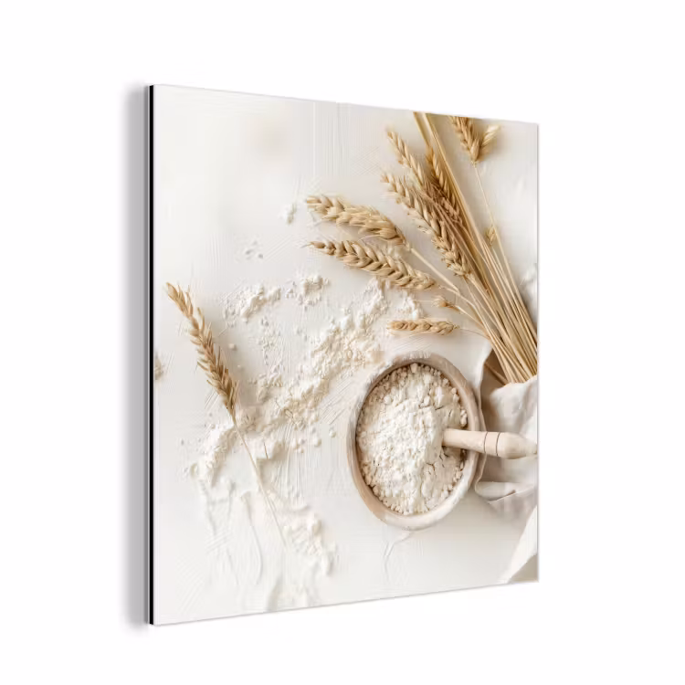 Alu-Dibond-Bild - Blume - Holz - Weizen — 1