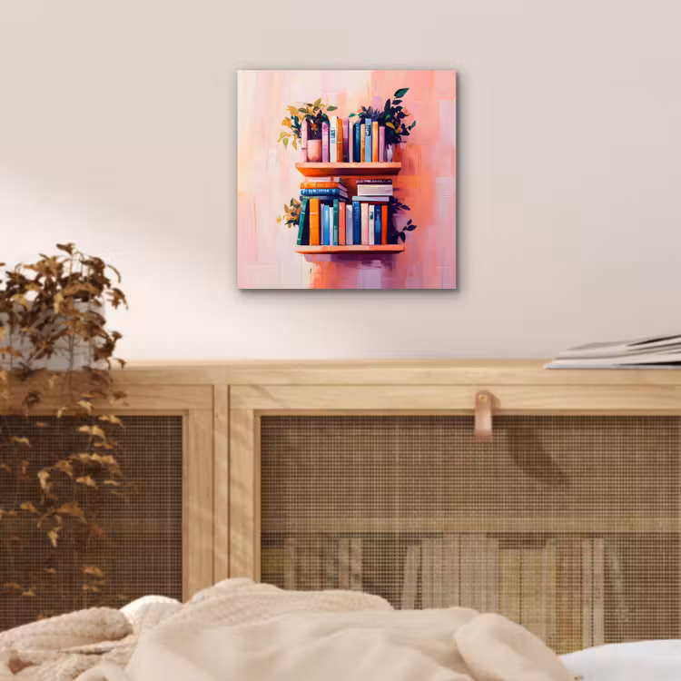 Alu-Dibond-Bild - Regale - Bücher - Blätter — 4
