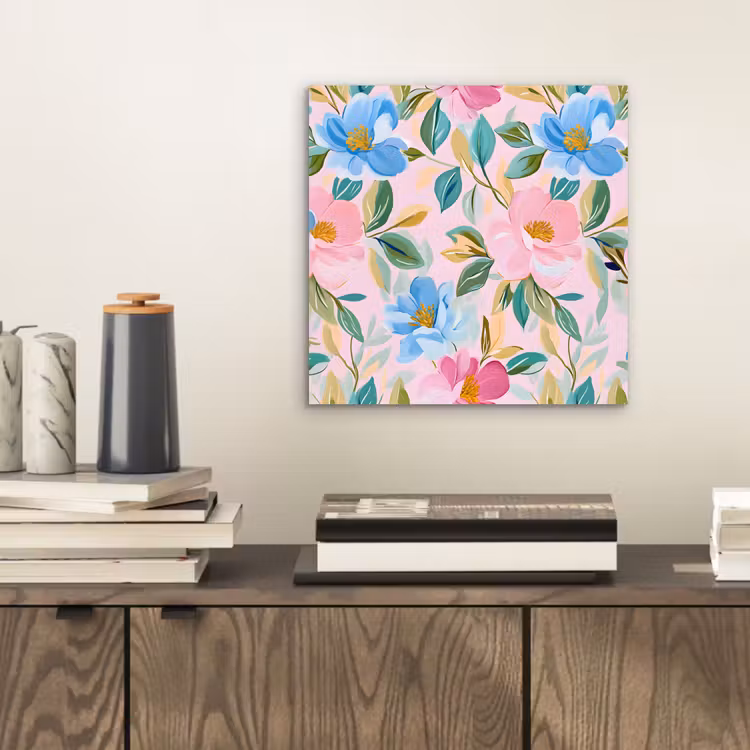 Alu-Dibond-Bild - Blau - Rosa - Blumen — 2